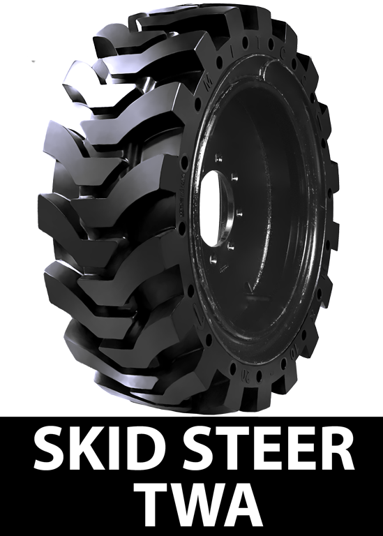 31x10-20 Solid Solver Tire/Wheel Assembly, RH, Aperture 8/10.81 (10-16.5 Solid Replacement), For Skid-Steer-Loader 76840RB1