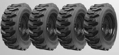 Set of Four 12-16.5 Skid Steer Tire & Wheel Assemblies, 12PR R4 Tire, 8 on 8 Bolt Pattern (12-16.5TWAX4)