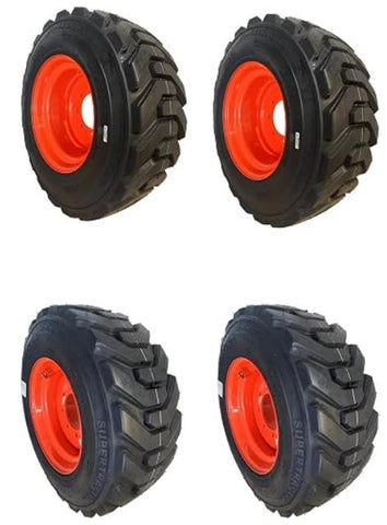 Set of Four 10-16.5 Skid Steer Tire & Wheel Assemblies, 12PR R4 Tire, 8 on 8 Bolt Pattern (10-16.5TWAX4)