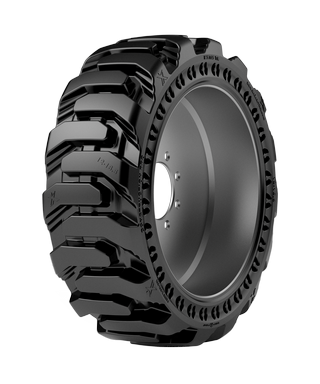 12-16.5 Solid Tire & Wheel Assembly, Maxam MS705 R-4 XD, Traction With Apertures, Left Side V53518L